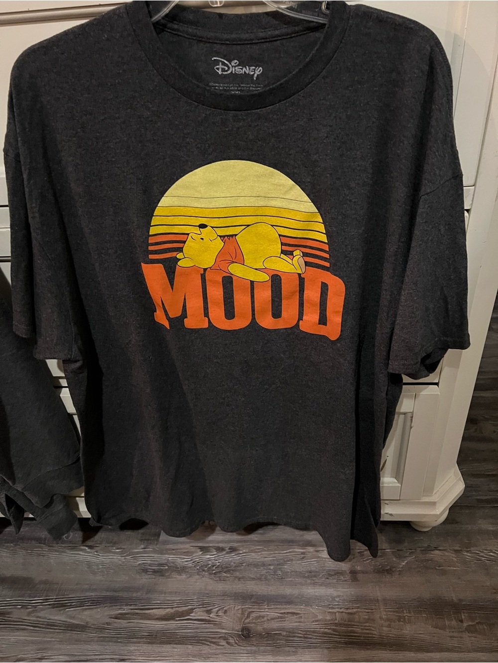 Disney Black Graphic Tee with Yellow & Orange Mood Design